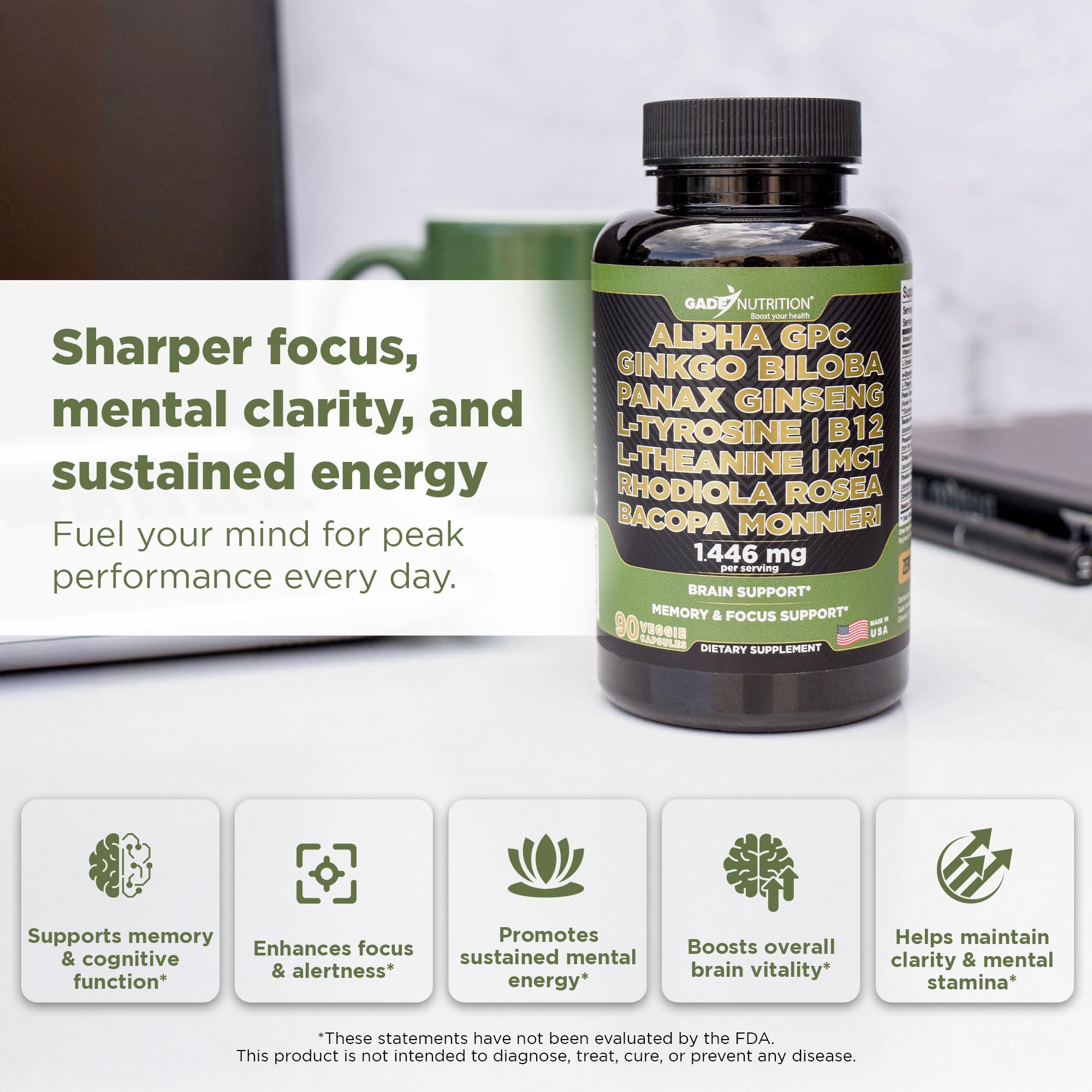 GADE NUTRITION Ginkgo Biloba, extrait, clarté et circulation cérébrale