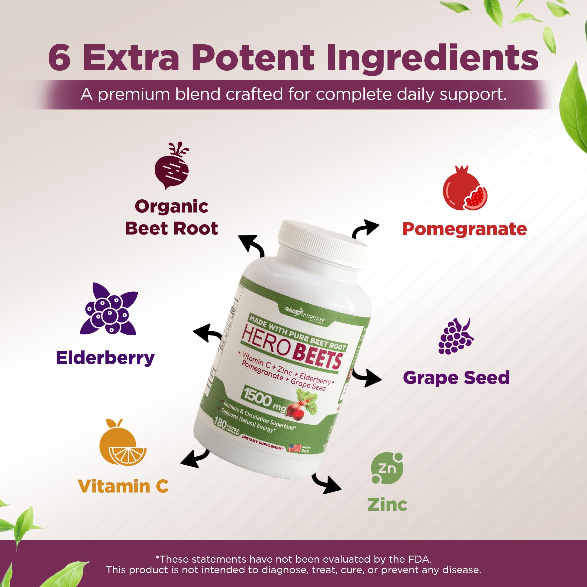 GADE NUTRITION Hero Beets, poudre de betterave bio intégrée à la formule.