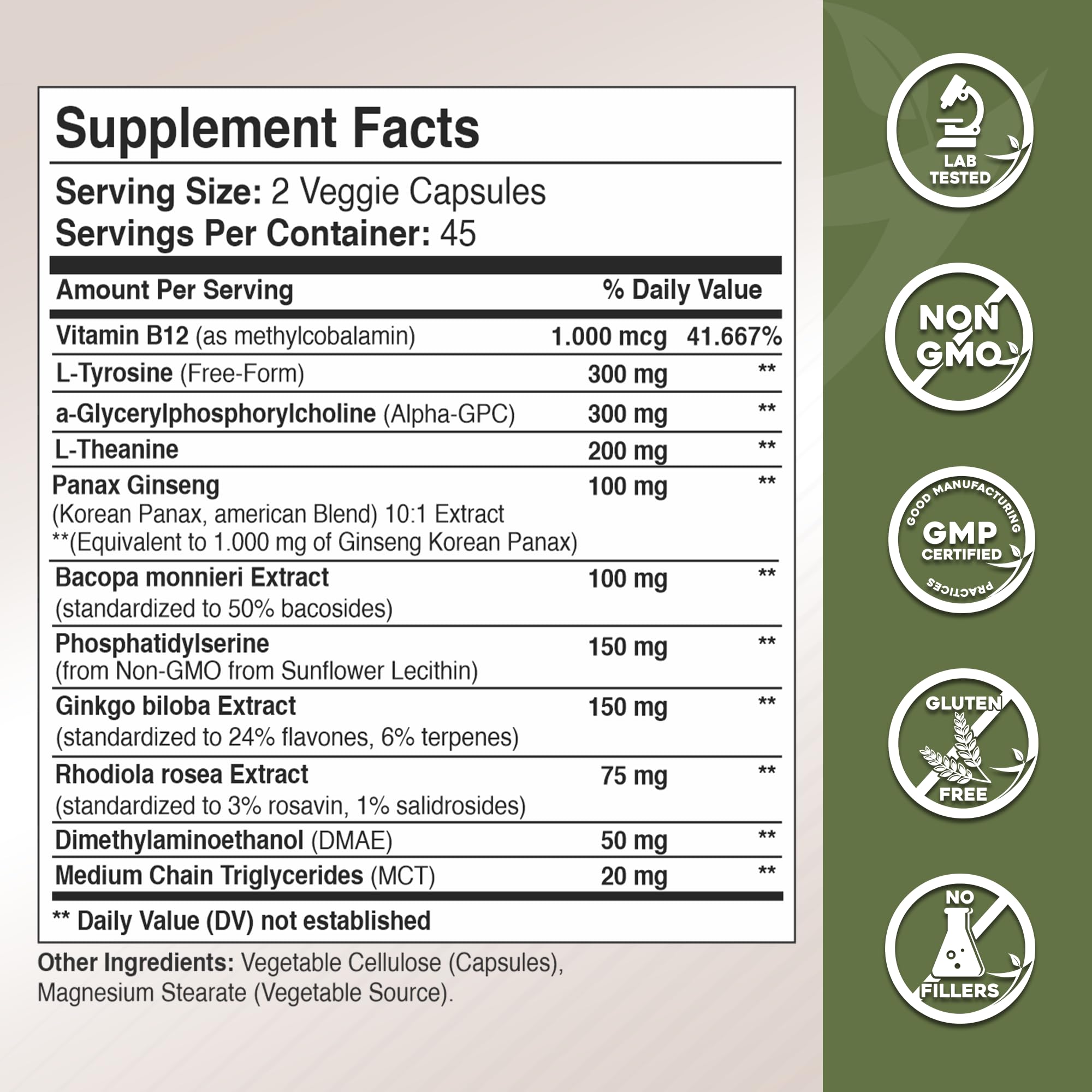 GADE NUTRITION L-Tyrosine et L-Theanine, duo, concentration et calme contrôlé