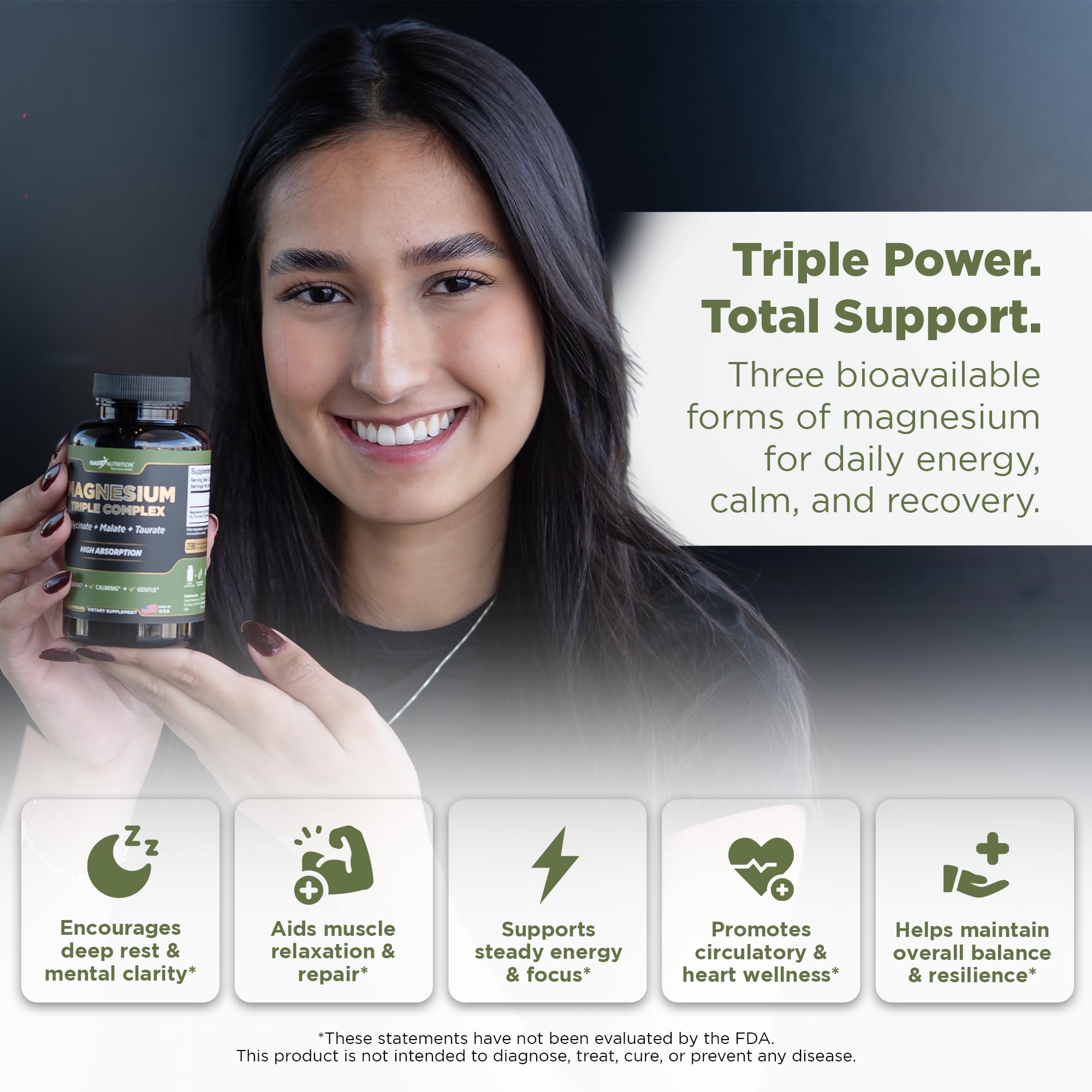 GADE NUTRITION Magnesium Triple Complex: capsules végétales faciles à avaler le soir