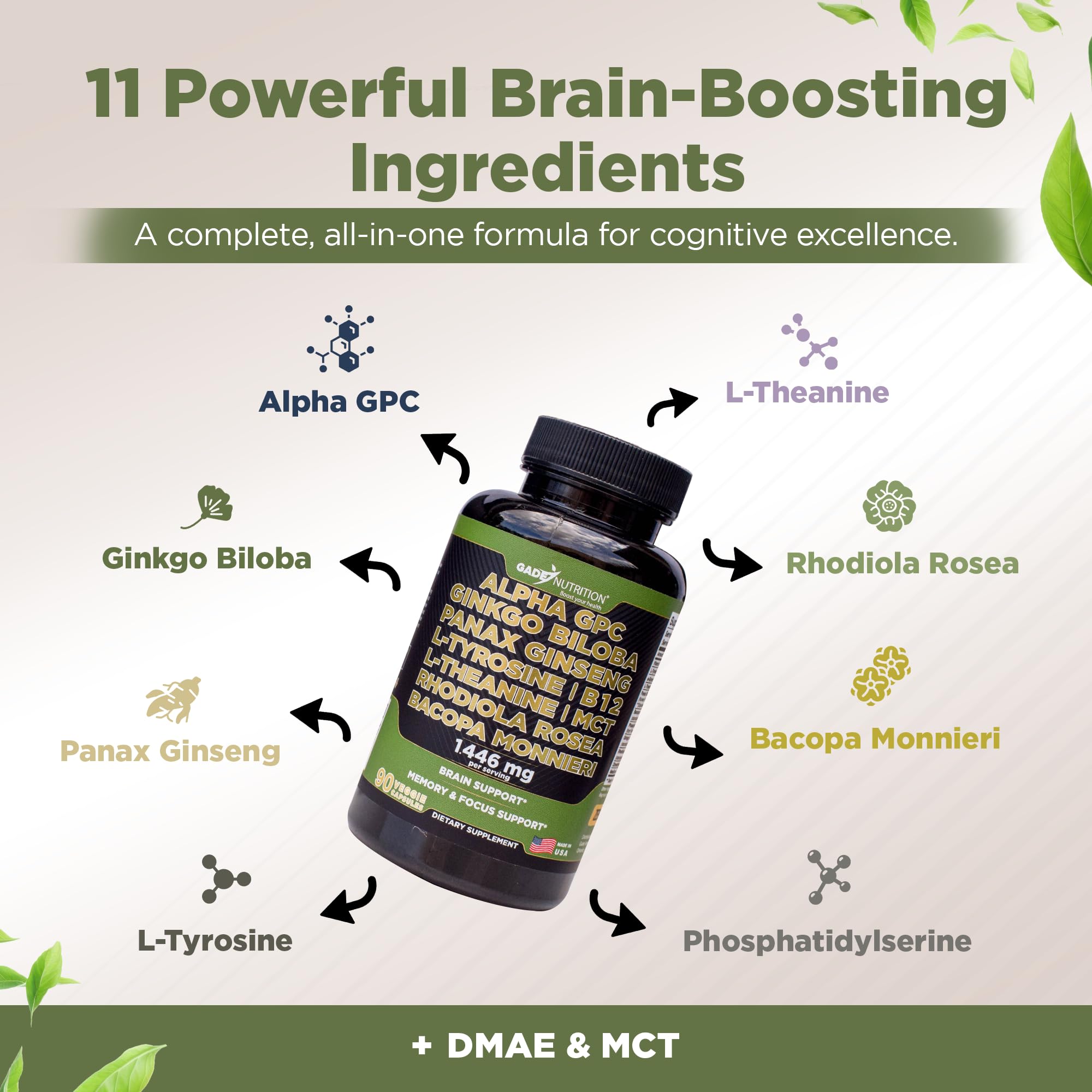 GADE NUTRITION Panax Ginseng, capsule, énergie durable et endurance mentale