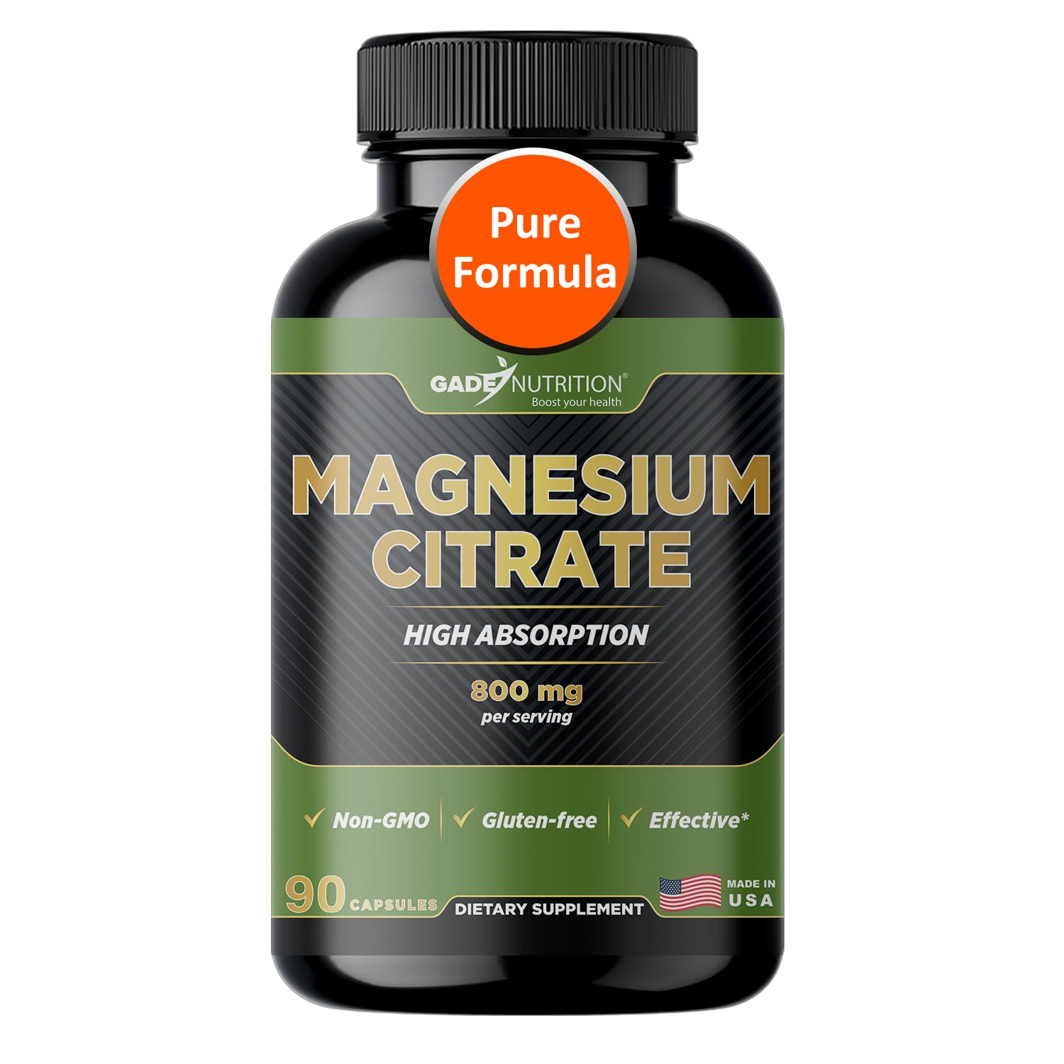 Gade Nutrition Pur Citrate de Magnésium – Bouteille visible, soutien musculaire