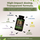 Capsules Gade Nutrition oxyde nitrique en gros plan pour utilisation pré-entraînement.