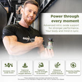 Étiquette Gade Nutrition oxyde nitrique montrant ingrédients clés et leur rôle.