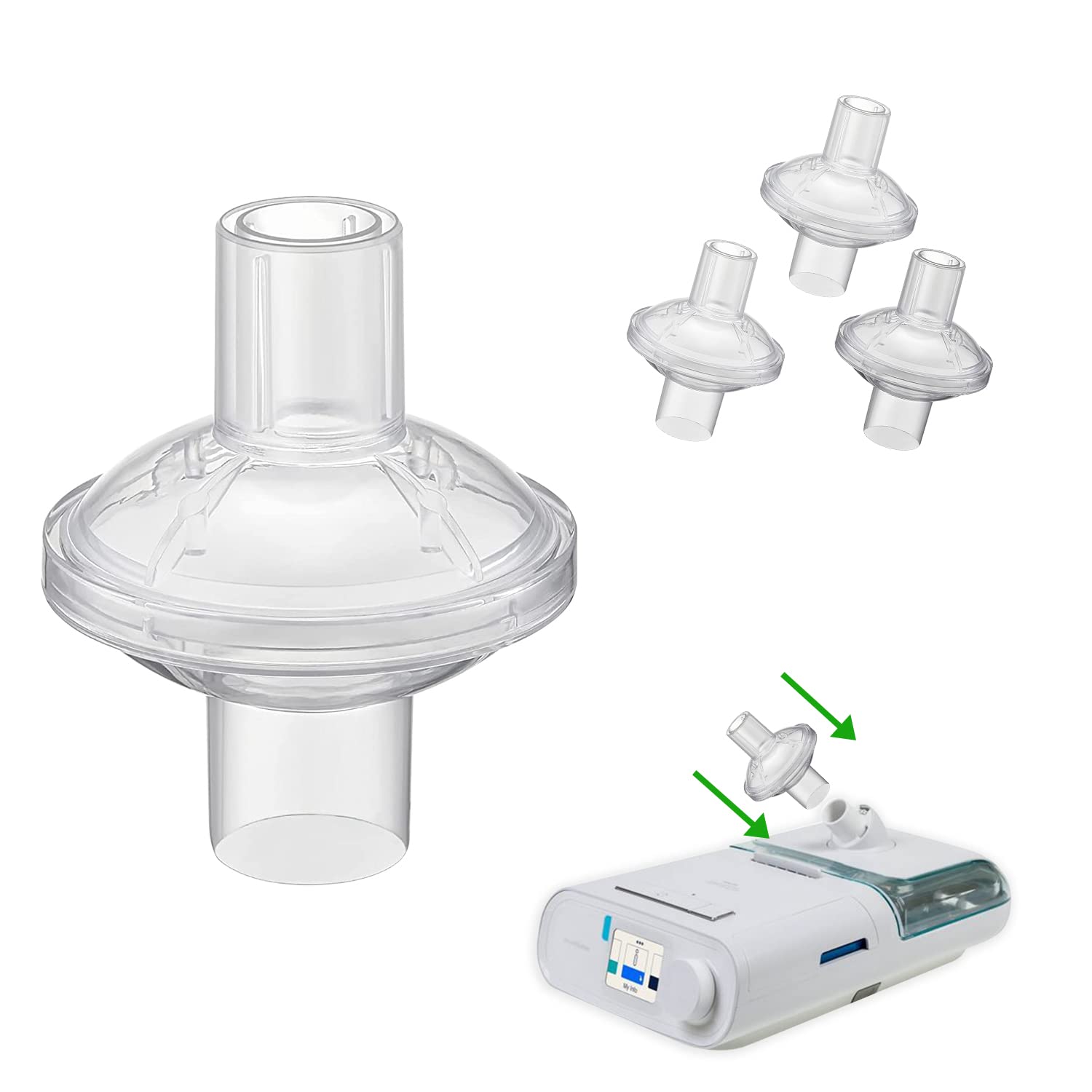 Filtre universel Gadget Beyond pour CPAP 22–25 mm, pack pratique trois pièces.