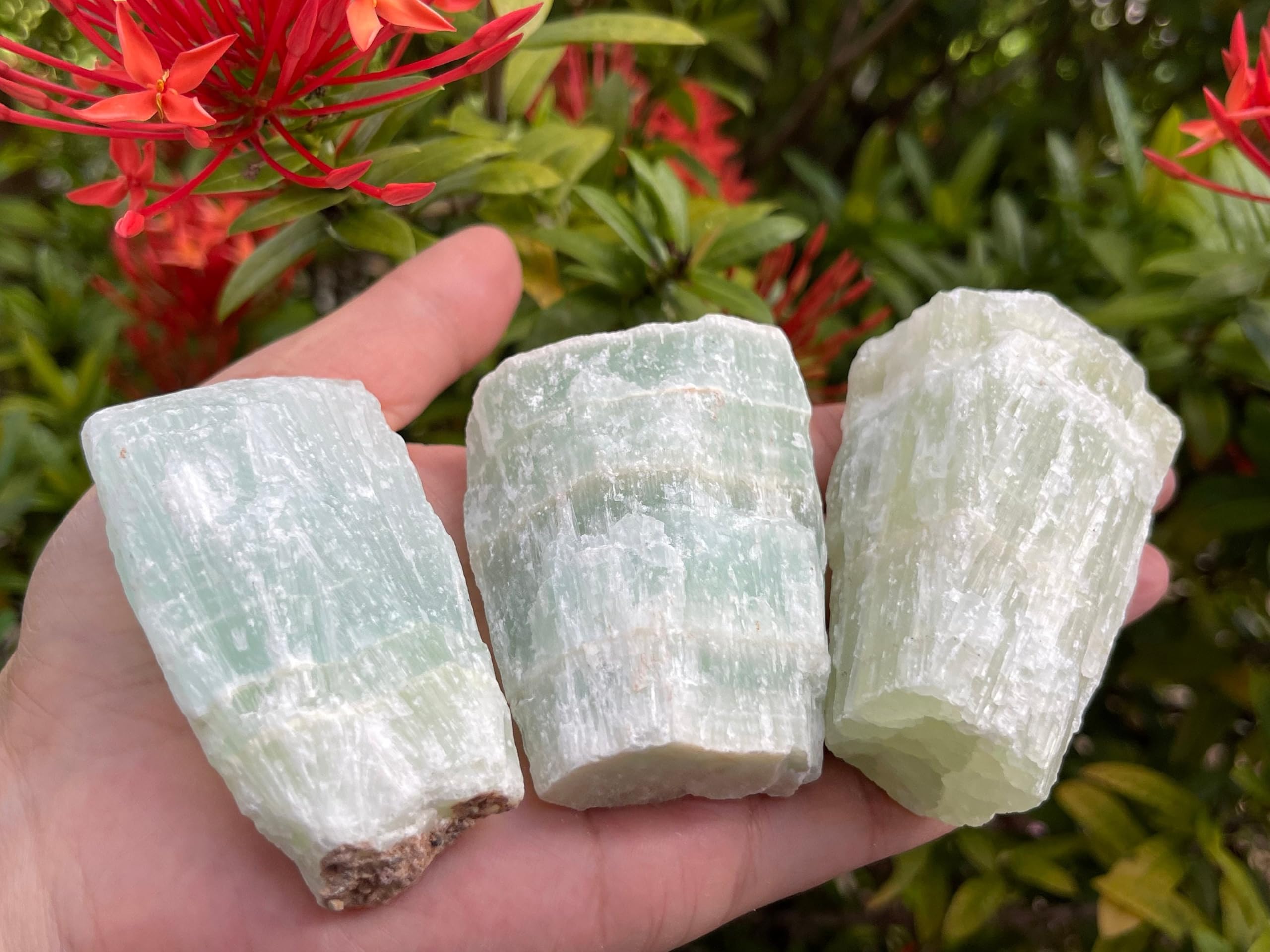 GAF TREASURES Pistache Calcite brute, pièce unique à admirer