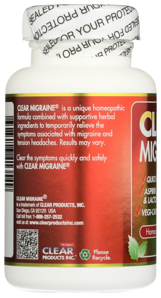 Gagaciso Clear Migraine, bouteille-60-capsules: présentation claire et emballage pratique.