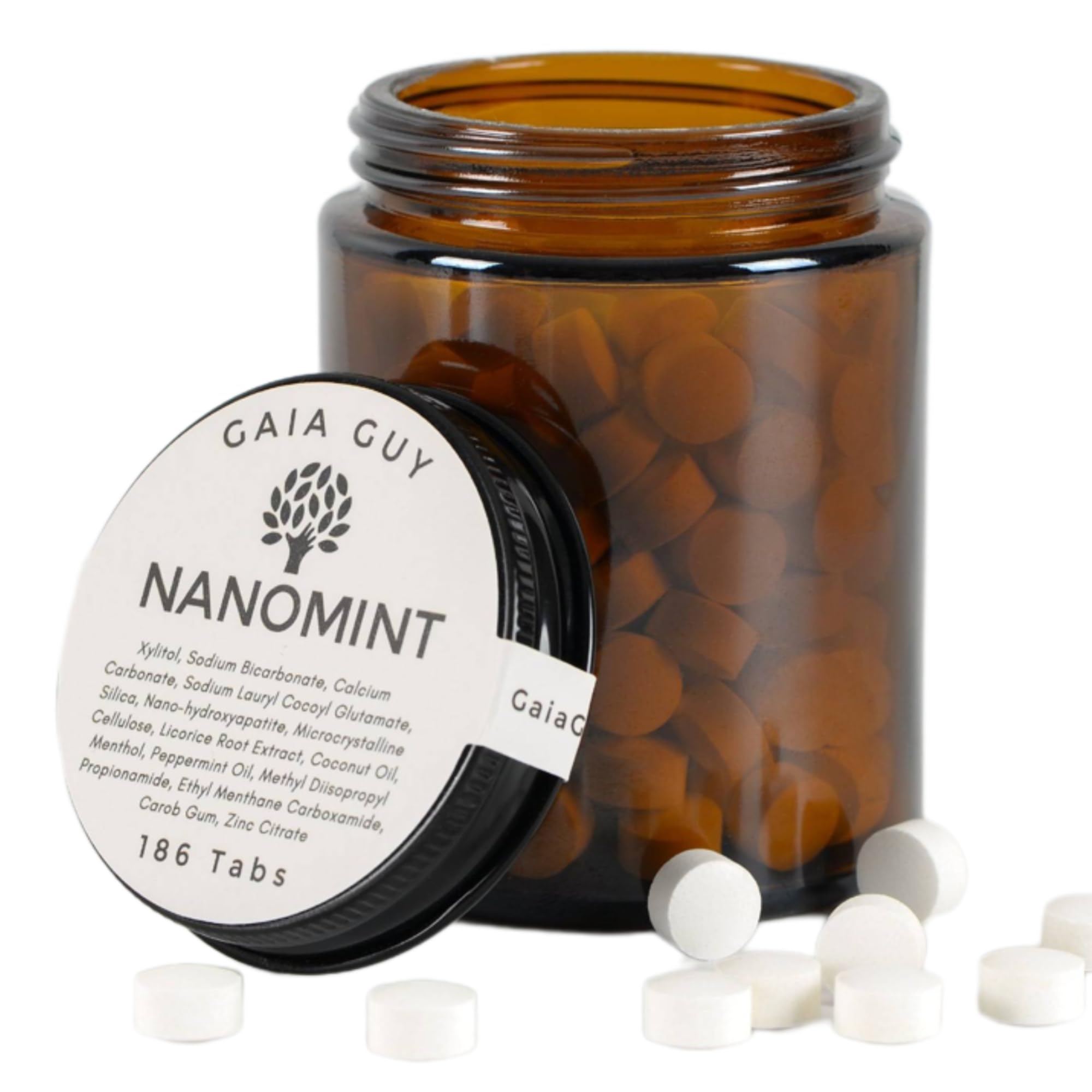 Gaia Guy NanoMint tablettes dentifaires dans un bocal en verre pour une routine sans plastique