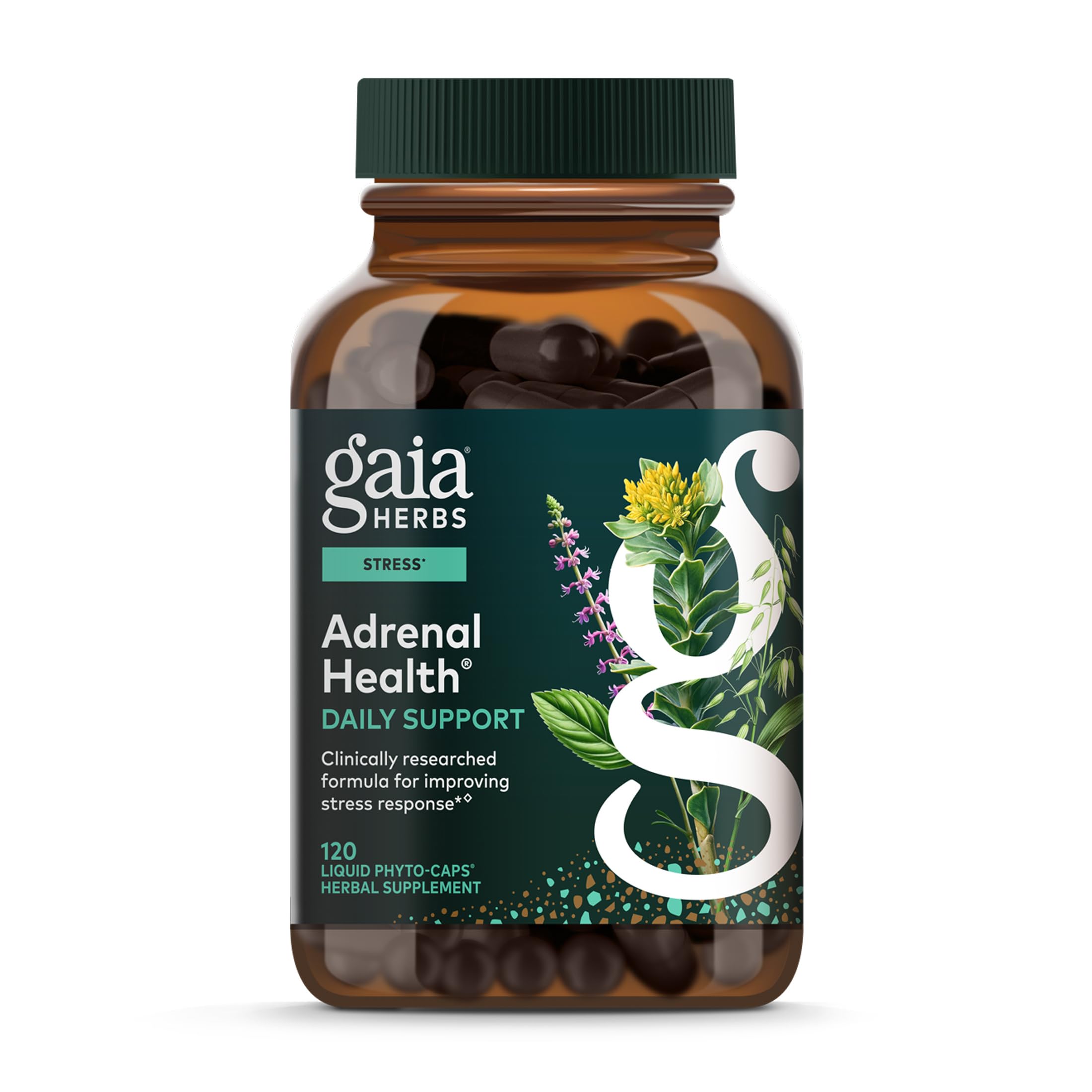 Gaia Herbs Adrenal Health Daily Support - Bouteille: énergie naturelle au quotidien.