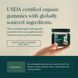 Gaïa Herbs Ashwagandha Gummies – Emballage: présentation et étiquette.