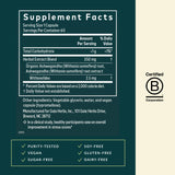 Étiquette biologique Gaia Herbs Ashwagandha, choix naturel et pur.