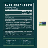 Gaia Herbs capsule detail showing liquid phyto-cap texture and easy-to-swallow vegan shell