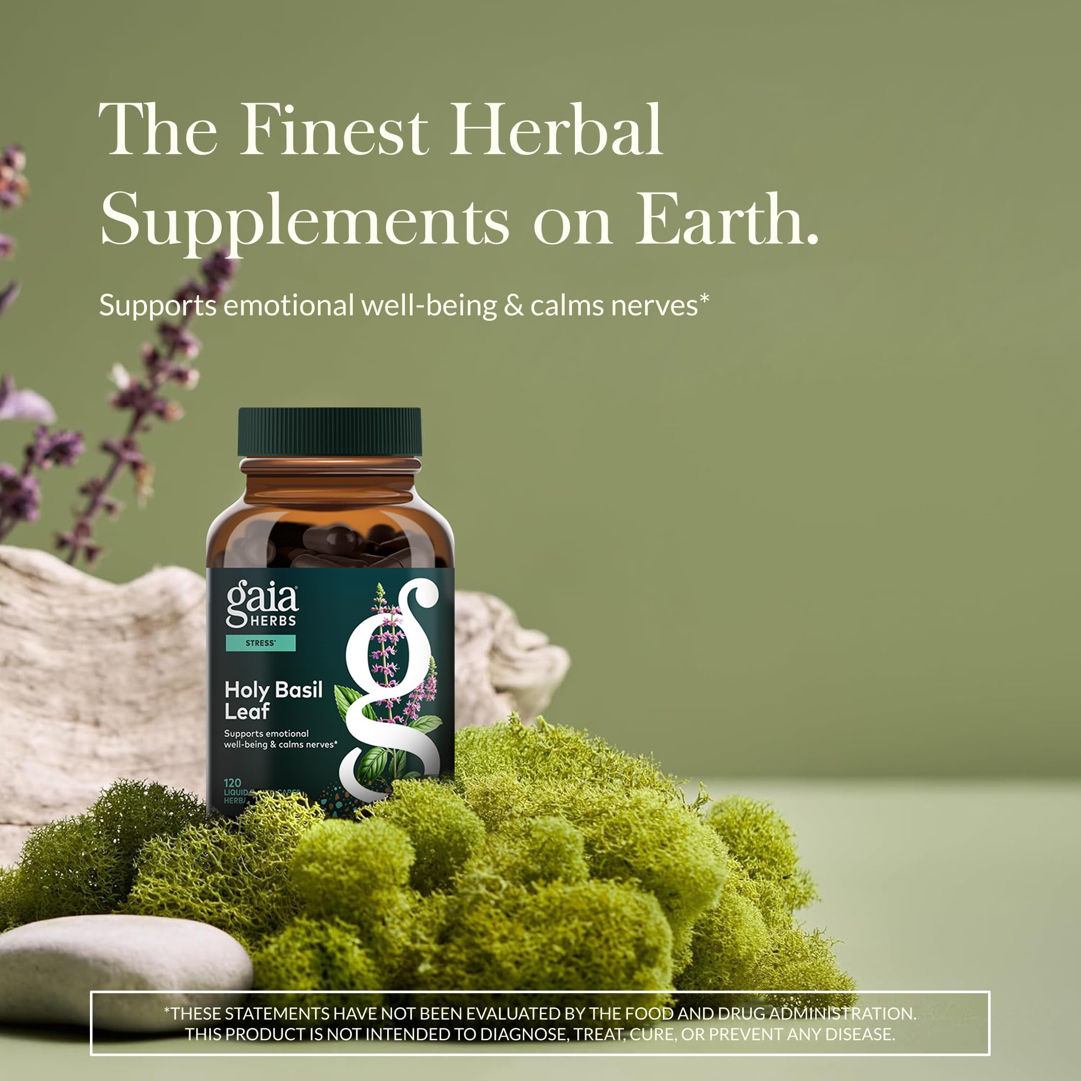 Gaia Herbs Basilic Sacré, extrait liquide pratique pour la détente.
