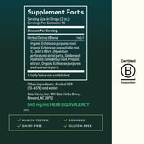 Gaia Herbs bottle beside a scale showing 15 servings for travel convenience