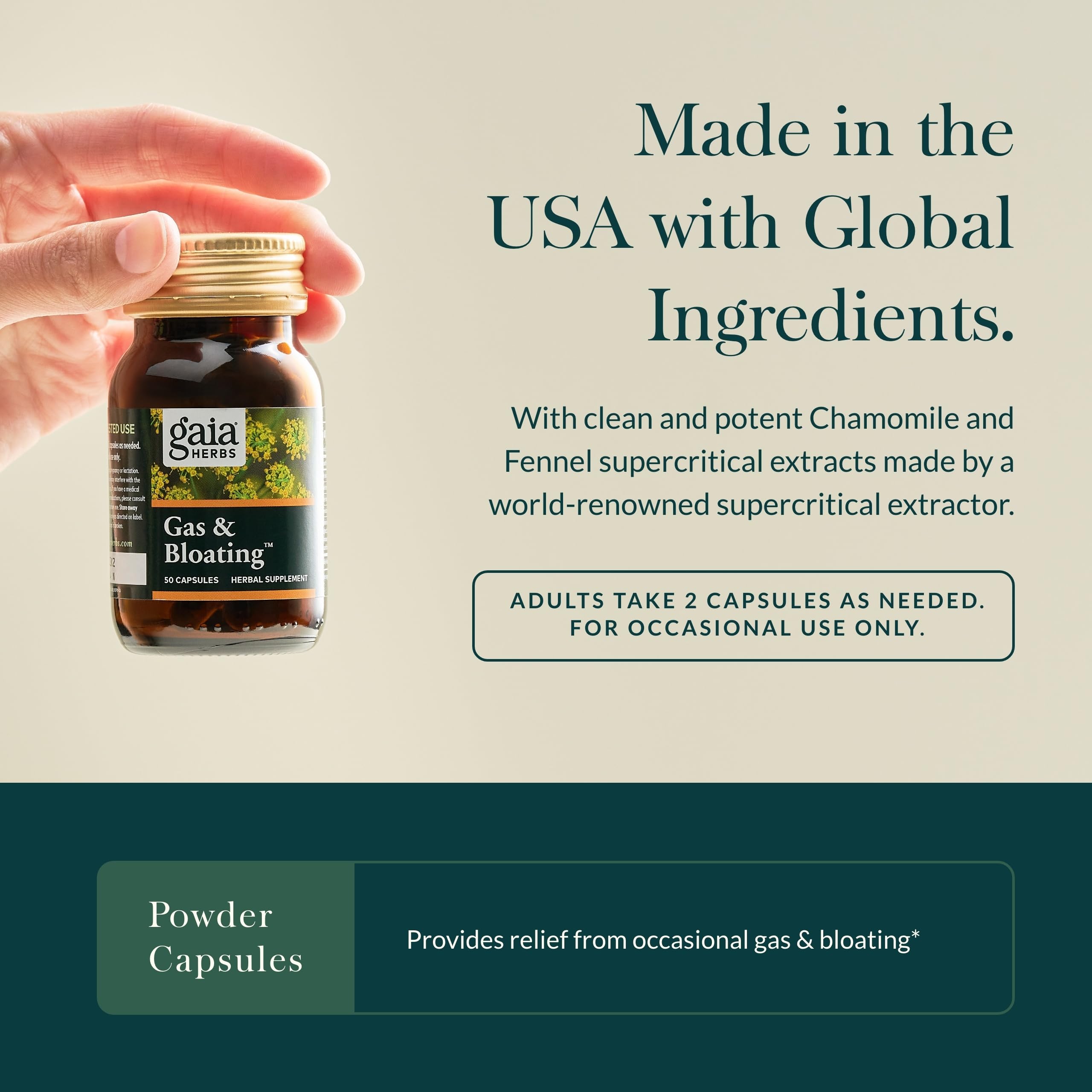 Gaia Herbs Camomille – capsules apaisantes, confort digestif potentiel.