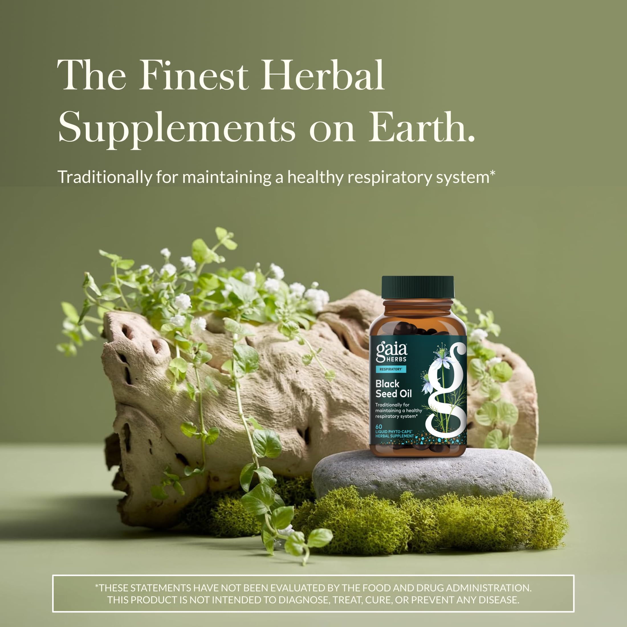 Gaia Herbs capsules huile nigelle, bouteille pratique pour l’usage quotidien.