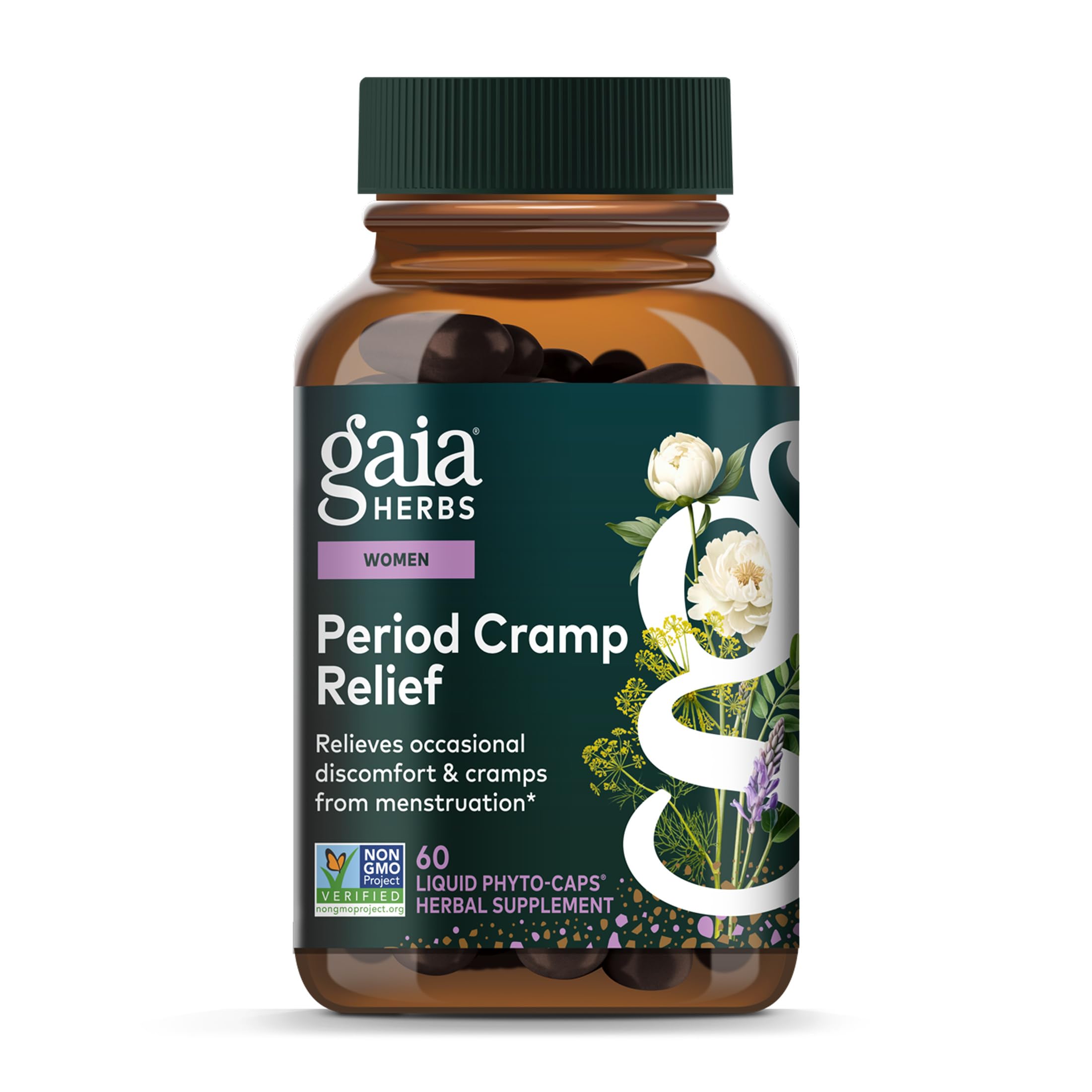 Gaia Herbs Cramp Relief, bouteille, facilité d utilisation au quotidien.
