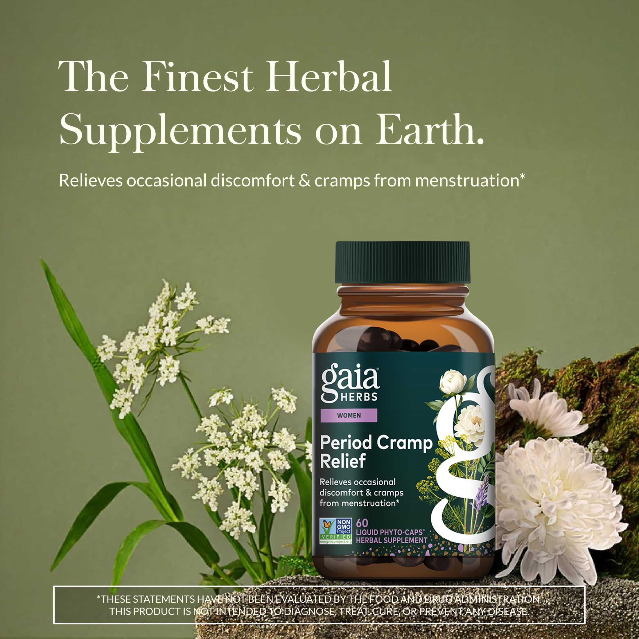 Gaia Herbs Cramp Relief, gélules veganes, soutien naturel pendant les règles.
