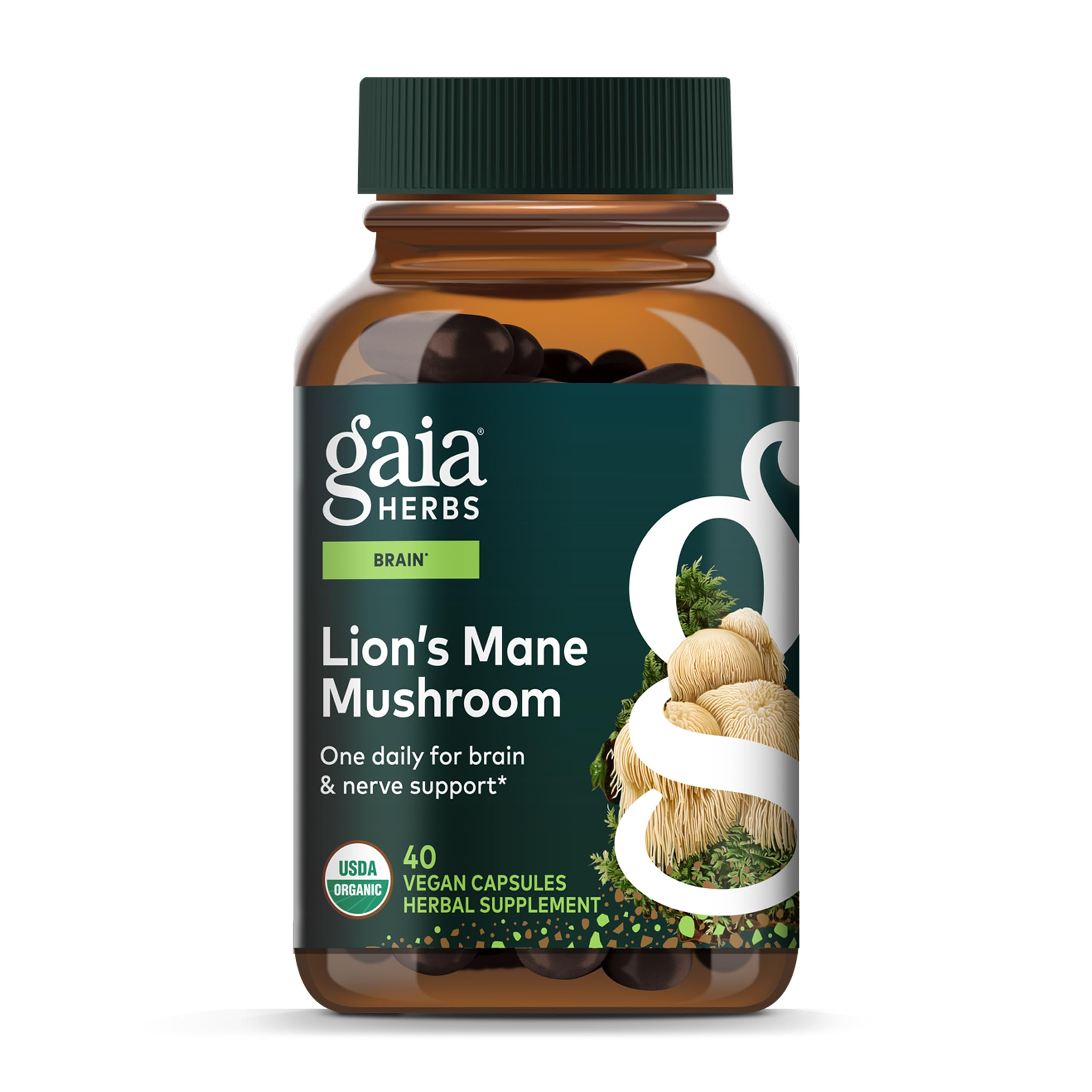 Gaia Herbs Crinière-de-lion - bouteille et soutien cérébral potentiel