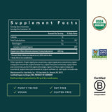 Gaia Herbs Lion's Mane Gummies étiquette lisible et ingrédients clairement indiqués.
