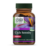 Gaia Herbs Cycle Serenity : bouteille et étiquette, soutien potentiel de l'équilibre hormonal.