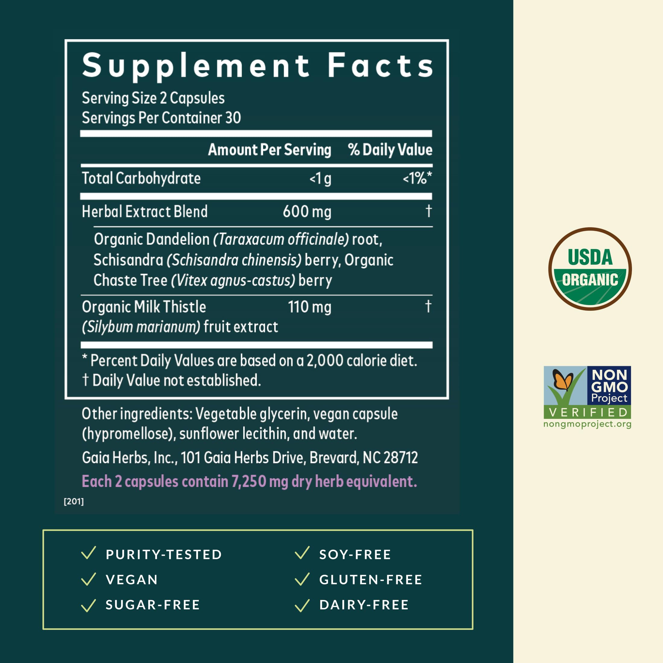 Gaia Herbs Cycle Support - Ingrédients clés comme Vitex et Schisandra pour le bien-être menstruel