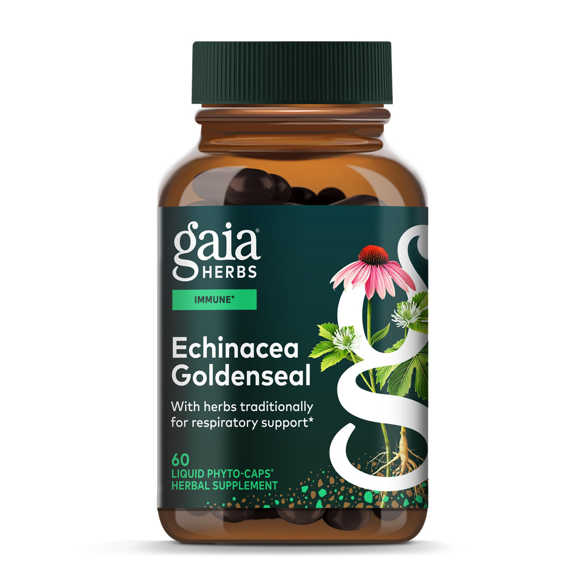 Gaia Herbs Echinacea Goldenseal – bouteille prête à l'emploi et potentiel soutien immunitaire
