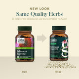 Gaia Herbs capsule in hand showing single-serving scale and portability