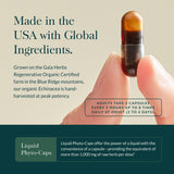Gaia Herbs open bottle with capsules spread showing serving convenience