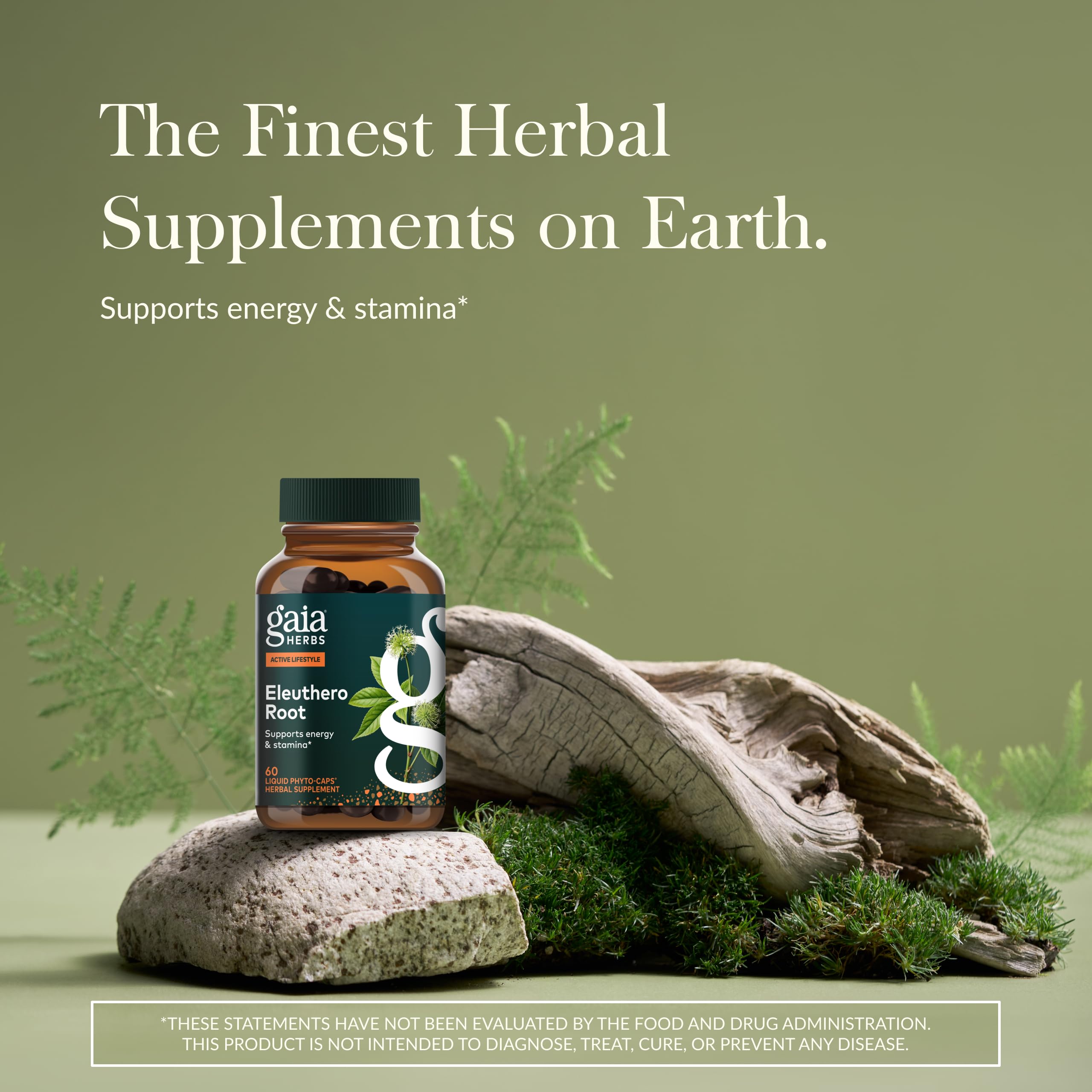 Gaia Herbs Eleuthero – étiquette montrant traçabilité et qualité des ingrédients.
