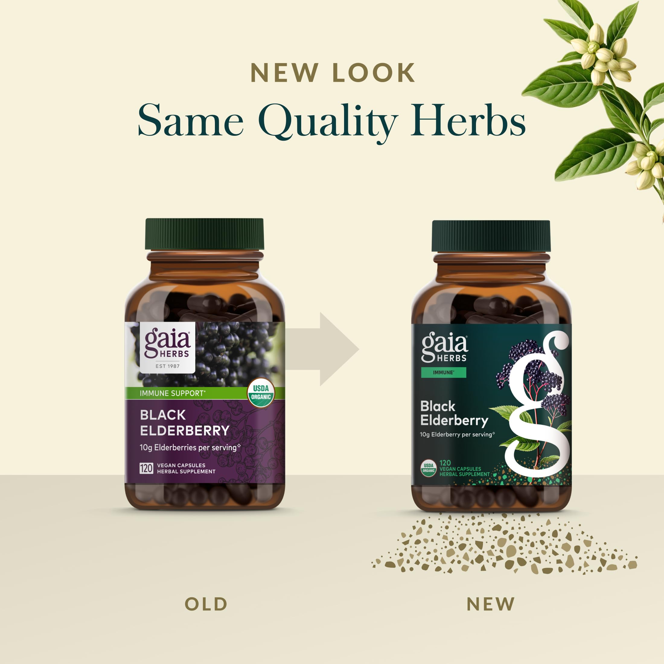 Emballage Gaia Herbs Bio écoresponsable—transparence et traçabilité