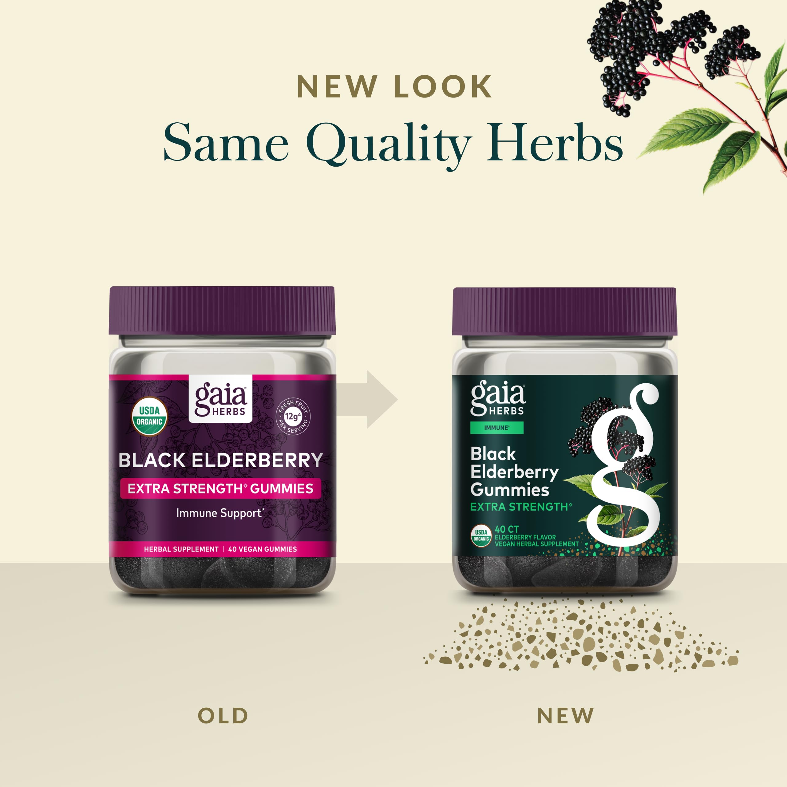 Gaia Herbs Emballage Recyclable Sureau Noir Bio: emballage écoresponsable et facile à stocker.