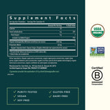 Étiquette Gaia Herbs Ashwagandha : produit sans gluten et végane pour un mode de vie sain.
