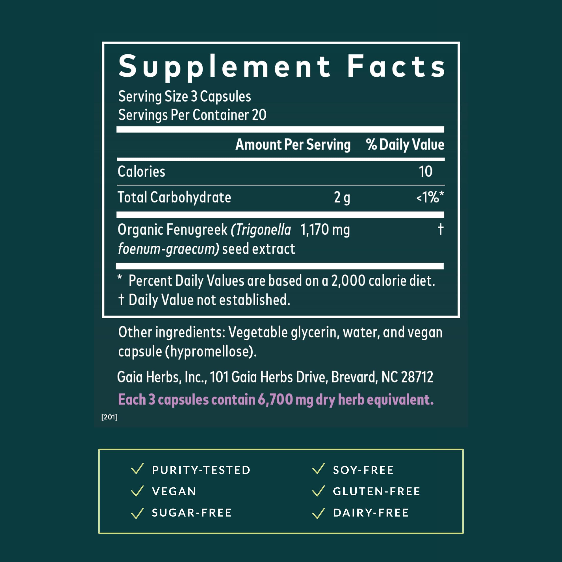 Gaia Herbs Fenugrec Seed – étui-boite, rangement pratique des capsules
