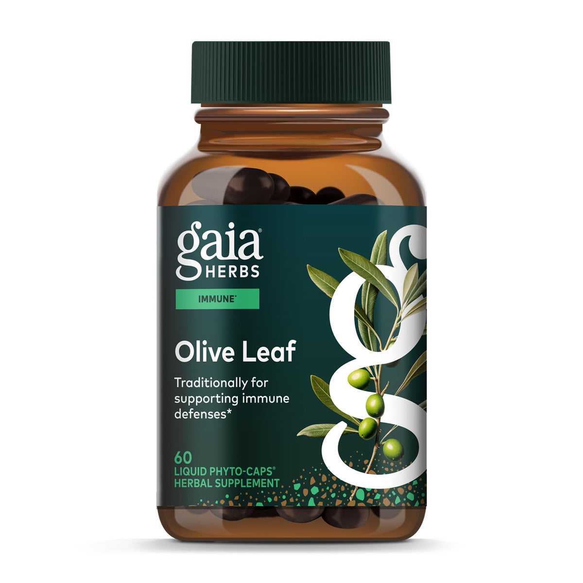 Gaia Herbs Feuille olive bouteille: soutien potentiel à l'immunité grâce à l'extrait naturel.