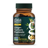 Gaia Herbs Ginger-Turmeric Postbiotic, bouteille : soutien potentiel à une digestion équilibrée.