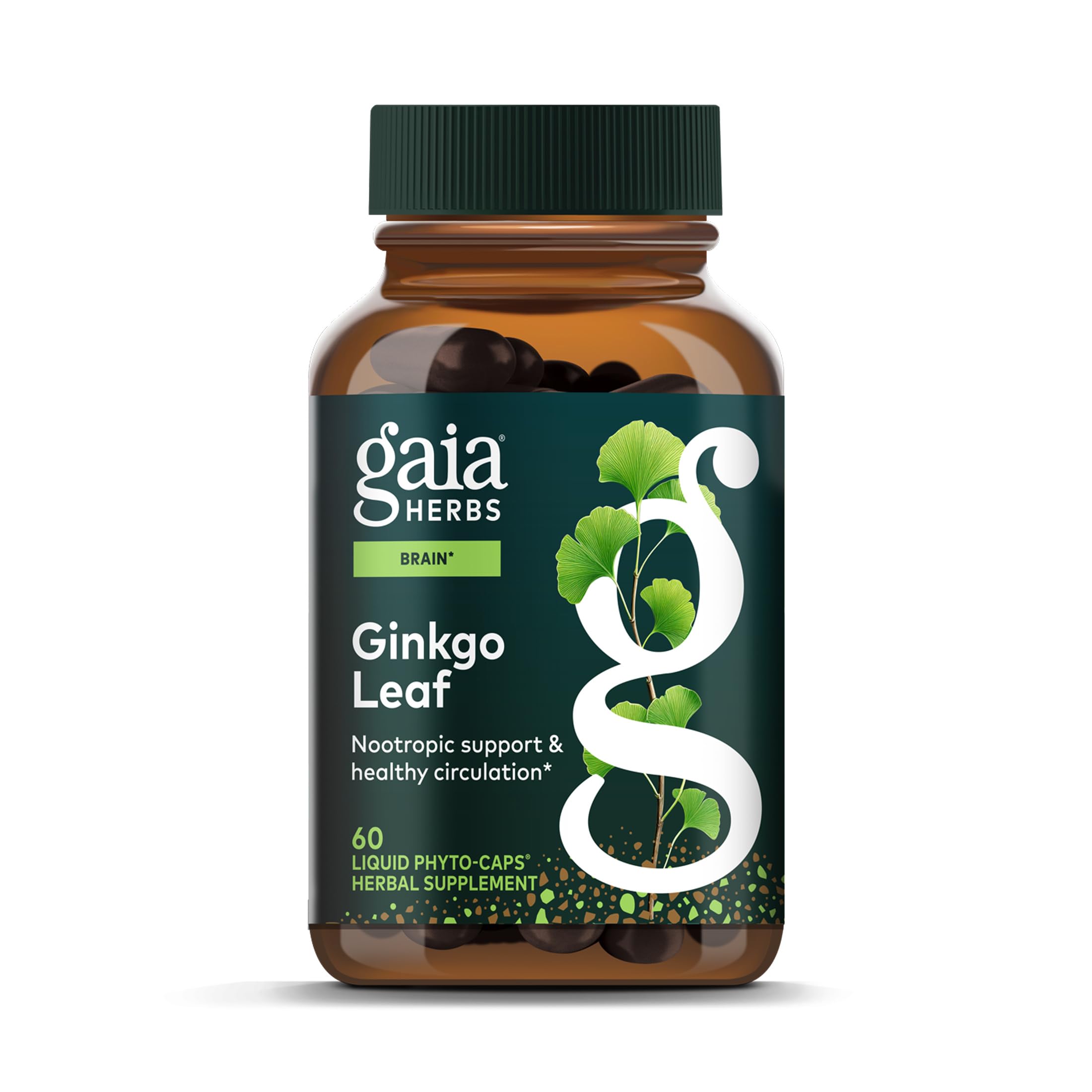 Gaia Herbs Ginkgo Leaf, bouteille: soutien potentiel à la circulation cérébrale.