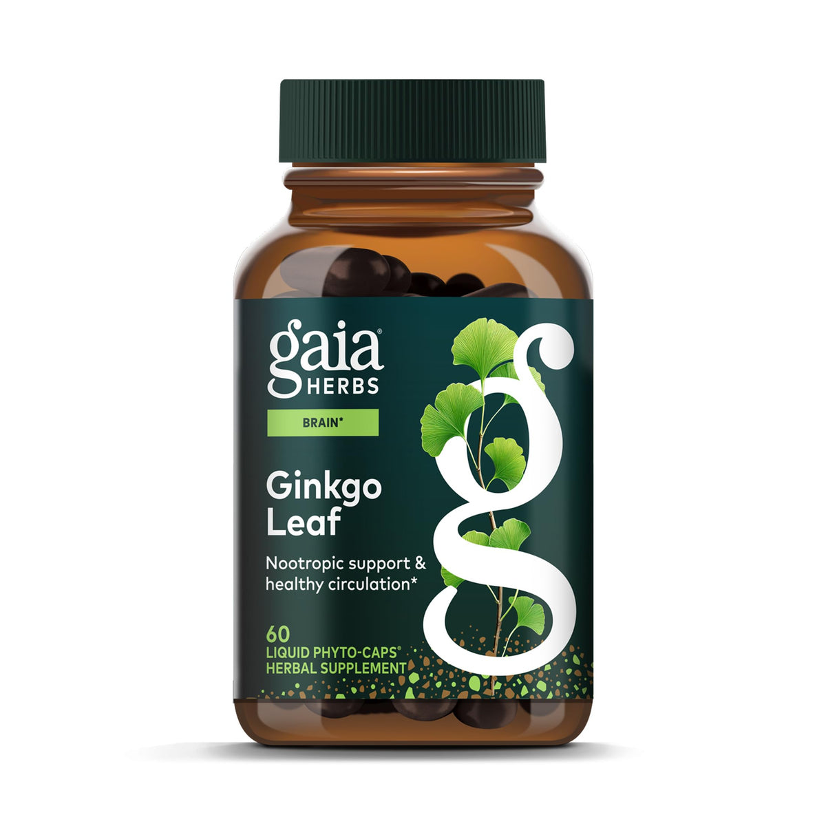 Gaia Herbs Ginkgo Leaf, bouteille: soutien potentiel à la circulation cérébrale.