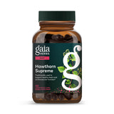 Gaia Herbs Hawthorn Supreme : bouteille en gros plan pour un soutien potentiel au cœur.