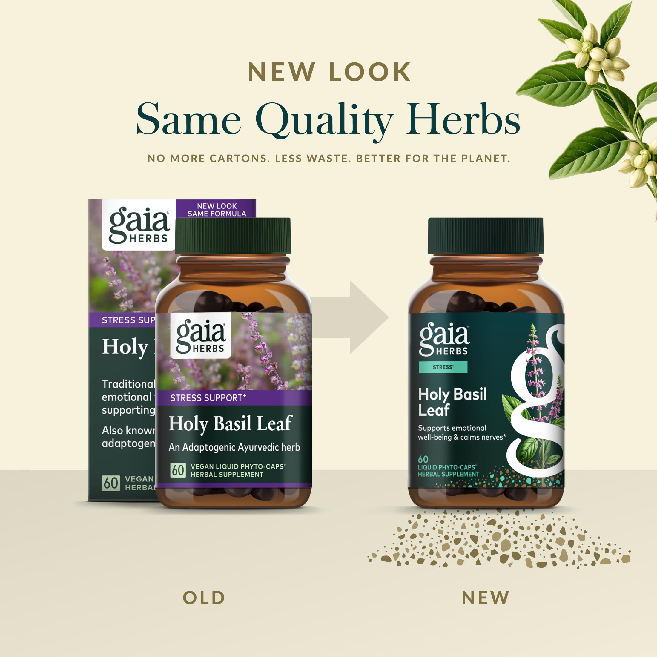 Gaia Herbs Holy Basil Leaf — sourcing responsable et traçabilité rigoureuse.