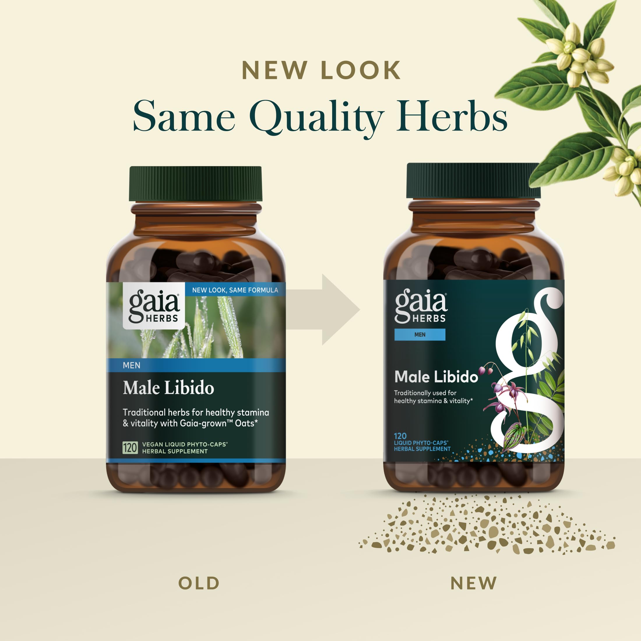 Gaia Herbs Male Libido — sabal nain et plantes traditionnelles illustrées