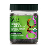 Gaia Herbs Immunité Rapid Defense Gummies en bouteille, soutien immunitaire potentiel au quotidien.