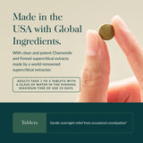 Gaia Herbs Laxatif: étiquette montrant les options sans gluten et sans OGM.