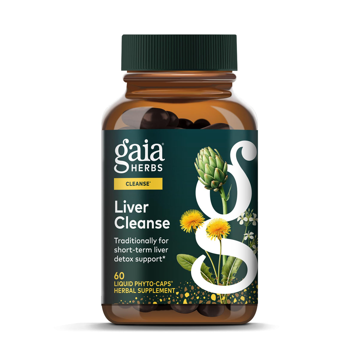 Gaia Herbs Liver Cleanse : vue frontale du flacon et potentiel soutien hépatique.