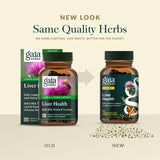 Gaia Herbs Liver Health: logo et étiquette, preuve de traçabilité et pureté.
