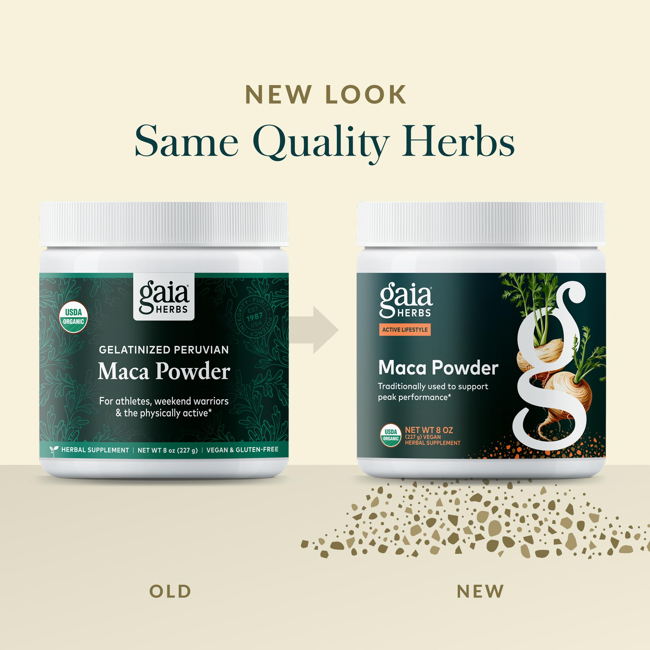 Gaia Herbs Maca Poudre, fabriqué en NC: production locale et responsable.