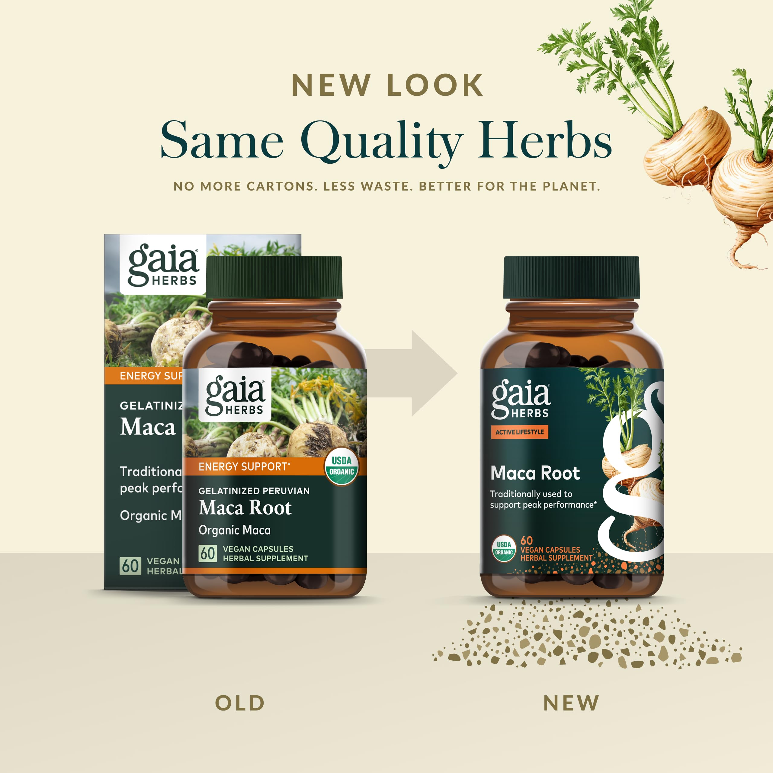 Capsules véganes Gaia Herbs Maca Root, usage quotidien pratique