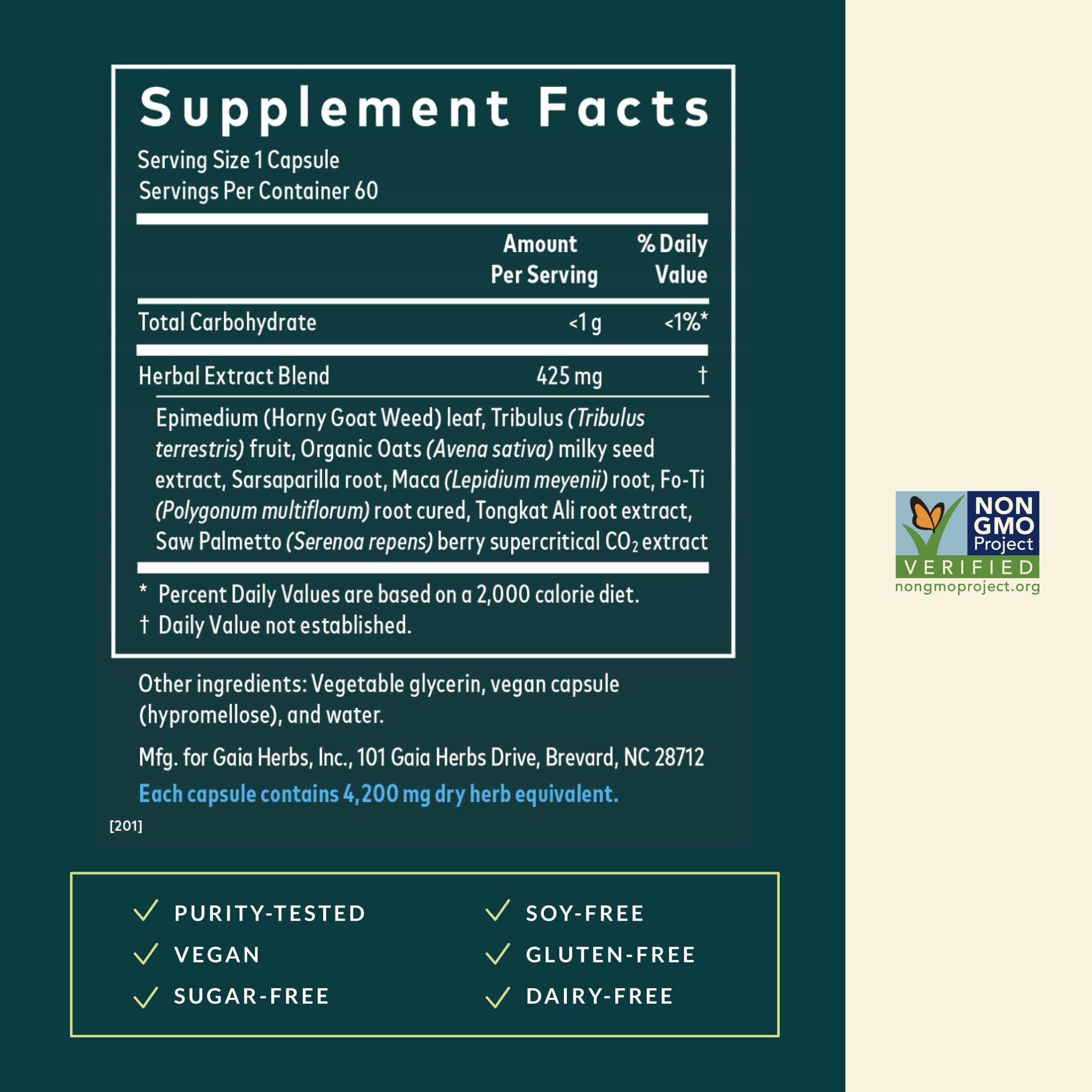 Gaia Herbs Libido Masculin: capsules phyto-veganes prêtes à l’emploi.