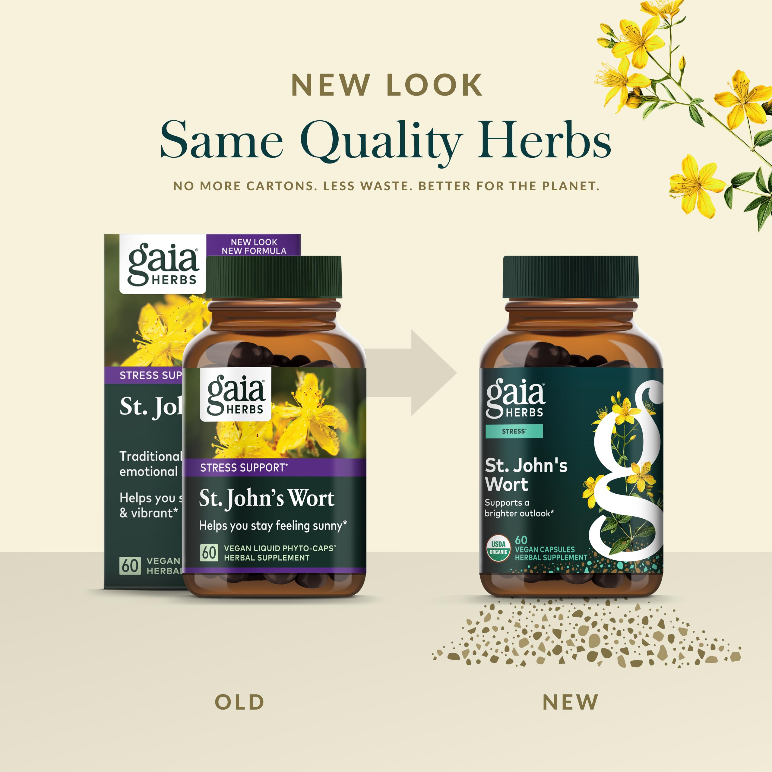 Gaia Herbs Millepertuis: plante sèche utilisée dans la formule.