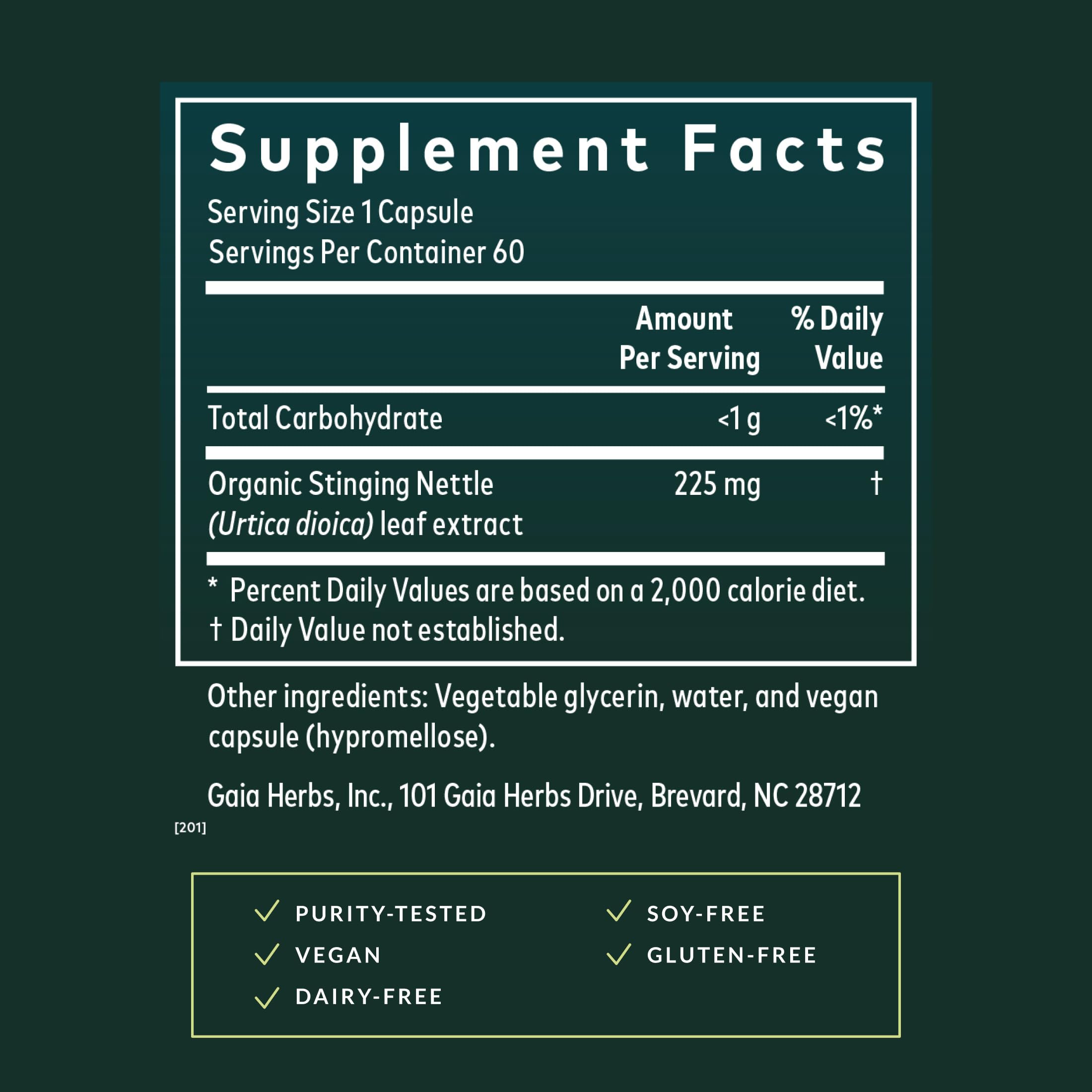 Gaia Herbs Organic Nettle Leaf Extract - flacon : extrait efficace pour le confort des voies nasales